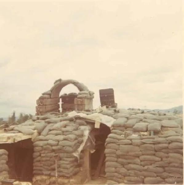 Soldier outside bunker on night watch